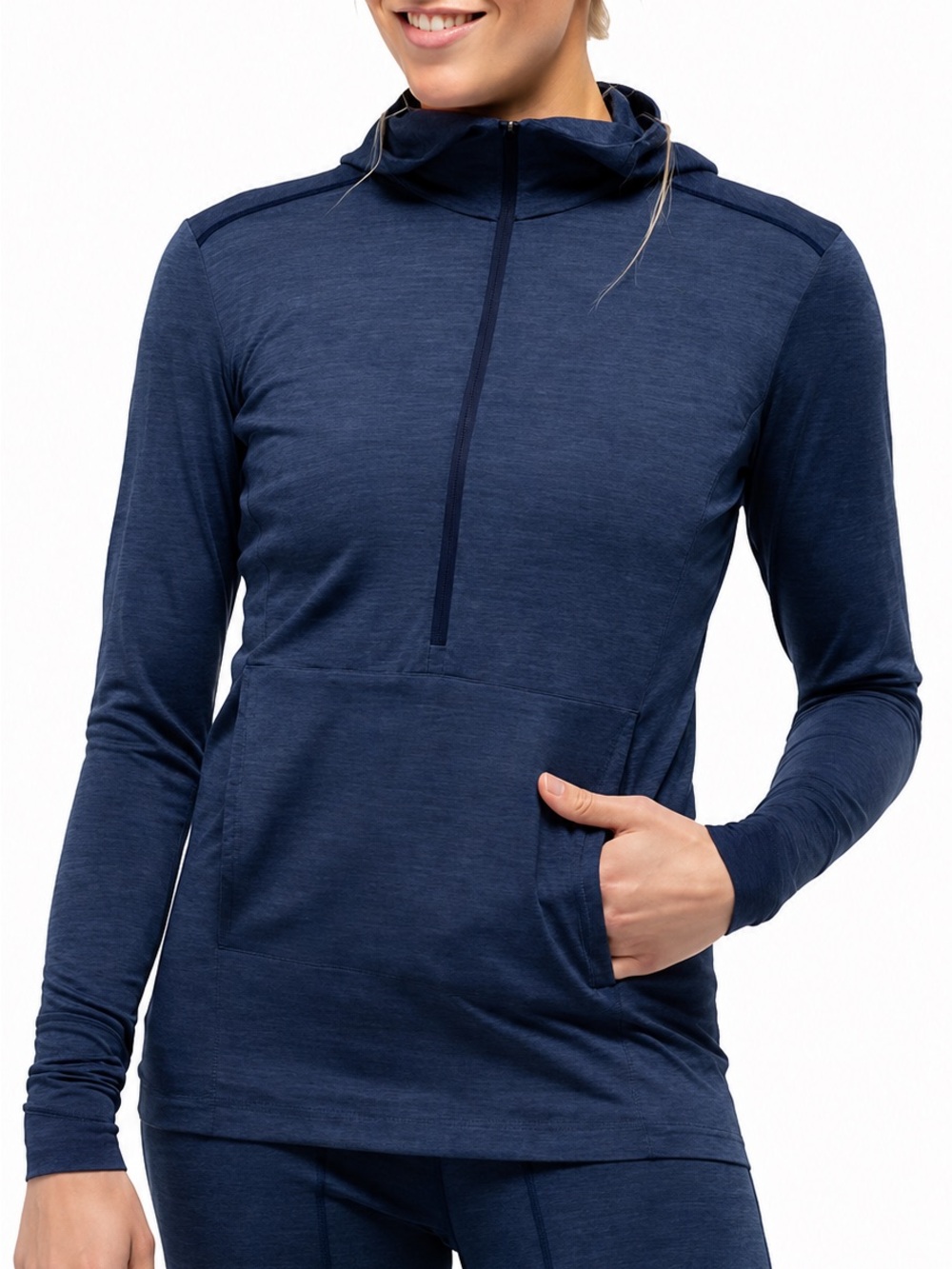 Norrøna Wool Hoodie Merino Wool Half Zip Hooded Base Layer Size M Outdoor Hiking